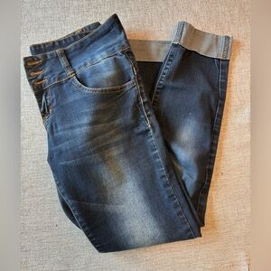 VIP Jeans Y2K Cuffed Pin Up Cropped Stretchy Denim Pants